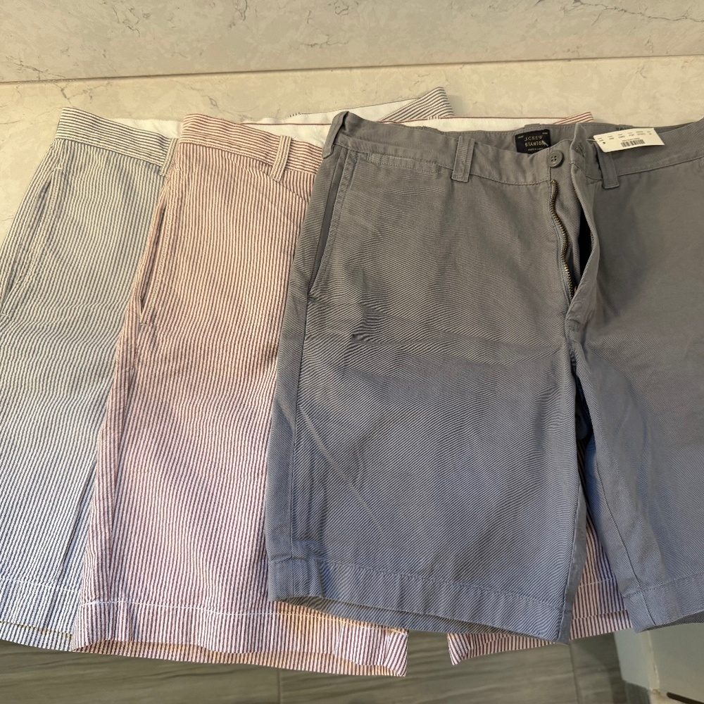 J. Crew 3 Pairs of Shorts 32 Inch Waist 9 Inch Inseam